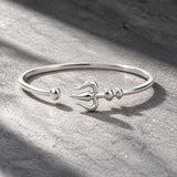 Festive Silver Finish Shiv Trishul Religious Cuff Kada Bracelet for Men for Everyday and Ethnic Styling
