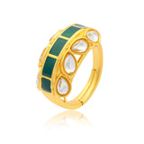 Meher - Diwan ring, Women Gold Kundan Enamel Ring