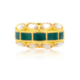 Meher - Diwan ring, Women Gold Kundan Enamel Ring