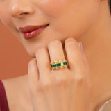Meher - Diwan ring, Women Gold Kundan Enamel Ring