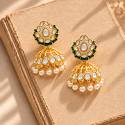 Meher - Shalimar Jhumki Earring, Women Gold Pearl Jhumki