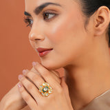 Meher - Takht Ring, Women Gold Adjustable Ring