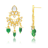 Meher - Shahkaar Dangler Earring, Women Gold Green Dangler