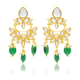 Meher - Shahkaar Dangler Earring, Women Gold Green Dangler