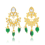 Meher - Shahkaar Dangler Earring, Women Gold Green Dangler