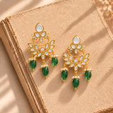 Meher - Shahkaar Dangler Earring, Women Gold Green Dangler