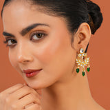 Meher - Shahkaar Dangler Earring, Women Gold Green Dangler