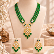 Meher - Shahnoor Long necklace, Women Gold Kundan Long Set