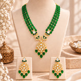 Meher - Shahnoor Long necklace, Women Gold Kundan Long Set