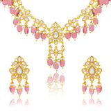 Meher - Gul Mahal necklace, Women Gold Pink Bridal Set