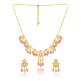 Meher - Gul Mahal necklace, Women Gold Pink Bridal Set