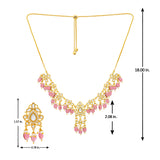 Meher - Gul Mahal necklace, Women Gold Pink Bridal Set