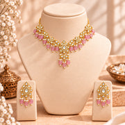 Meher - Gul Mahal necklace, Women Gold Pink Bridal Set