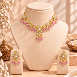 Meher - Gul Mahal necklace, Women Gold Pink Bridal Set