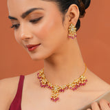 Meher - Gul Mahal necklace, Women Gold Pink Bridal Set