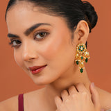 Meher - Noor Mahal Dangler earring, Women Gold Kundan Dangler