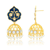 Meher - Gulzar Blue Jhumki Earring, Women Gold Blue Jhumki