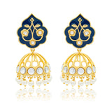 Meher - Gulzar Blue Jhumki Earring, Women Gold Blue Jhumki