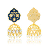 Meher - Gulzar Blue Jhumki Earring, Women Gold Blue Jhumki