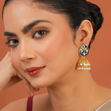Meher - Gulzar Blue Jhumki Earring, Women Gold Blue Jhumki