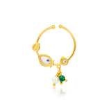 Meher - Naqsh Nose ring, Women Gold Kundan Green Nath