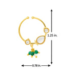 Meher - Naqsh Nose ring, Women Gold Kundan Green Nath