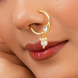 Meher - Mehrunisa Nose ring, Women Gold Pearl Drop Nath