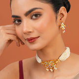 Meher - Nazakat Choker necklace, Women Gold Dori Choker Set
