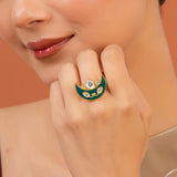 Meher - Dastaan ring, Women Gold Chaand Kundan Ring