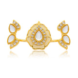 Meher - Gul two finger ring, Women Gold Floral Kundan Ring