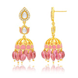Meher - Rooh Jhumki earring, Women Gold Pink Kundan Jhumkas