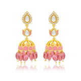 Meher - Rooh Jhumki earring, Women Gold Pink Kundan Jhumkas