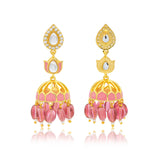 Meher - Rooh Jhumki earring, Women Gold Pink Kundan Jhumkas