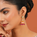 Meher - Rooh Jhumki earring, Women Gold Pink Kundan Jhumkas