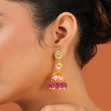 Meher - Rooh Jhumki earring, Women Gold Pink Kundan Jhumkas