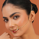 Meher - Naaz Nose ring, Women Gold Kundan Bridal Nath