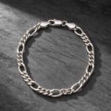 Festive Silver Finish Alternating Oval and Curb Link Designer Chain Bracelet for Men for Everyday and Smart Casual Styling