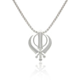 Men Collection Silver Khanda Sikh Symbol Pendant Necklace