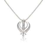 Men Collection Silver Khanda Sikh Symbol Pendant Necklace