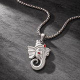 Men Collection Silver Ganesh ji Pendant Necklace with Enamel Accent