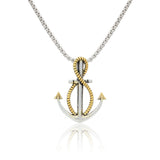 Men Collection Two Tone Anchor and Infinity Rope Pendant Necklace on a Fine Oxidised Silver Chain for Everyday Classic Wear