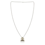 Men Collection Two Tone Trishul and Damru Shiv Symbol Pendant Necklace on a Fine Silver Tone Chain for Everyday and Religious Wear