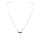 Men Collection Oxidised Silver Angel Wing and Sword Pendant Necklace on a Fine Rope Chain for Modern Everyday Wear