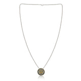 Men Collection Two Tone Pendant Necklace with Sunburst Engraved Star and Eye Medallion on a Fine Silver Tone Brass Chain for Everyday Wear