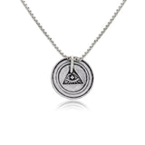 Men Collection Two Tone Pendant Necklace with Sunburst Engraved Star and Eye Medallion on a Fine Silver Tone Brass Chain for Everyday Wear