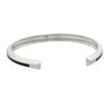 Festive Silver Finish Black Enamel Sleek Cuff Kada Bracelet for Men with Modern Classic Everyday Styling