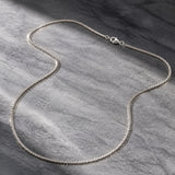 Men Collection Silver Finish Sleek Fine Link Designer Neck Chain for Men with Classic Everyday and Smart Casual Styling