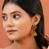Aaroh - dolika Jhumki earring ( Women Gold Red Green Jhumki )