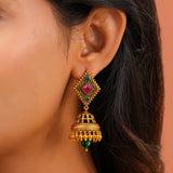 Aaroh - dolika Jhumki earring ( Women Gold Red Green Jhumki )