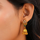 Aaroh - aura bell jhumki earring ( Women Gold Kundan Bell Jhumki )